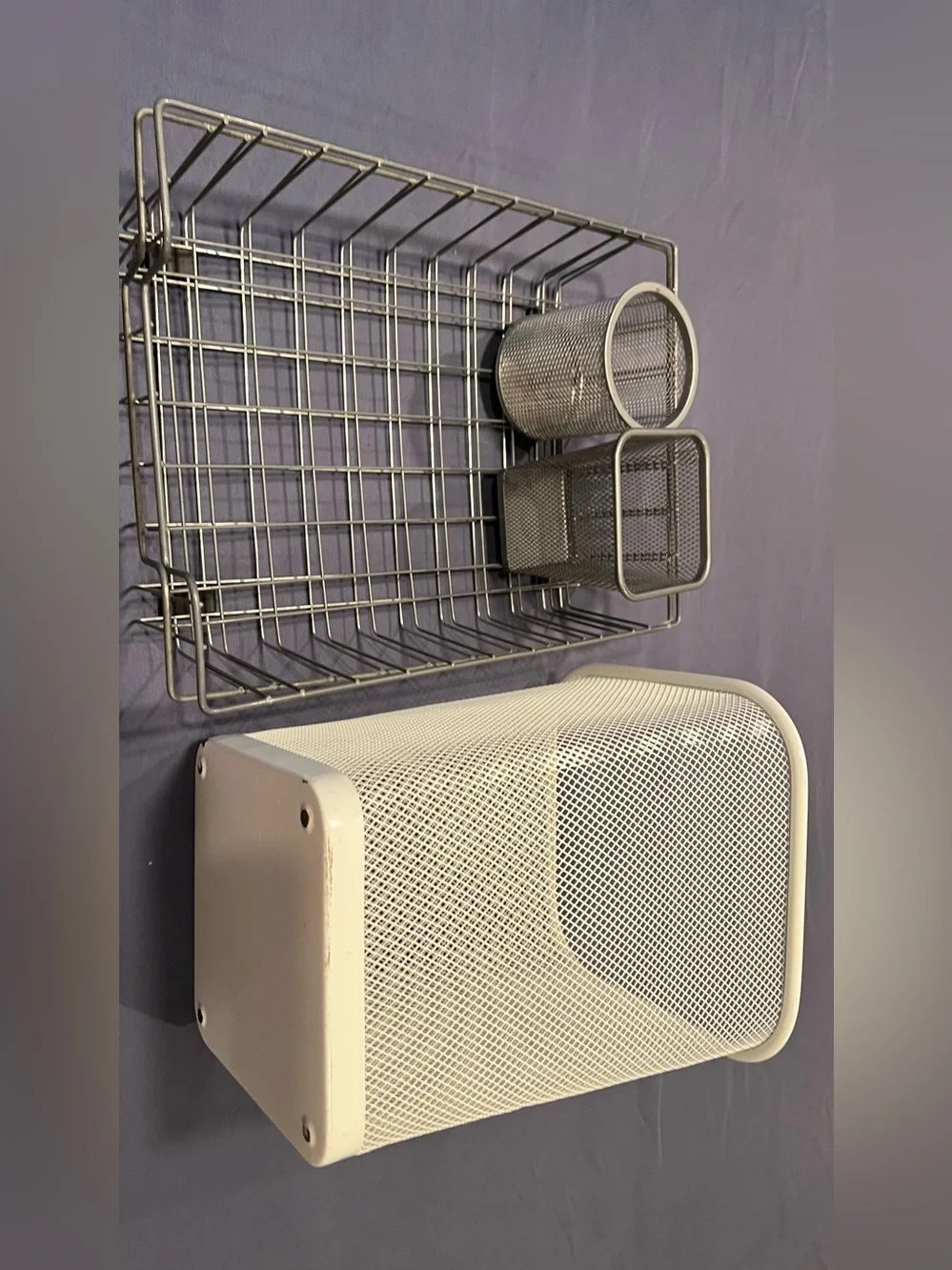 Neutral Gray Mesh & Wire office Organizer Set